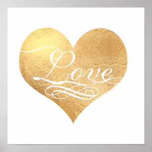 PixDezines Liebe Imitats Goldenes Herz Poster