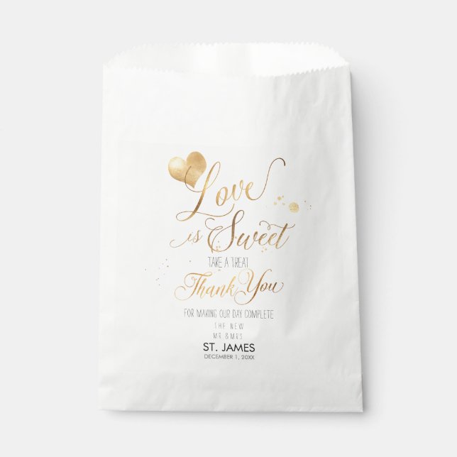 PixDezines-LIEBE IST SCHWEET+IMITATE GOLD HERZ Geschenktütchen (Vorderseite)
