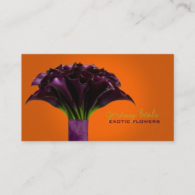 PixDezines lila Calla/Deuy-Hintergrundfarbe Visitenkarte (Vorderseite)