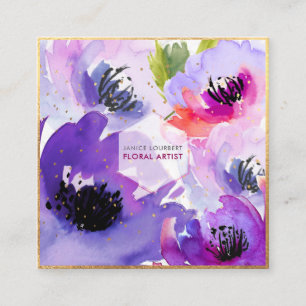 PixDezines LILA ROSE WASSER/FLORALLE WASSERFARBE Quadratische Visitenkarte