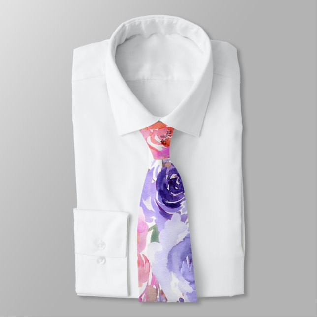 PixDezines Lila Sommer Rose Neck Tie Krawatte (Gebunden)