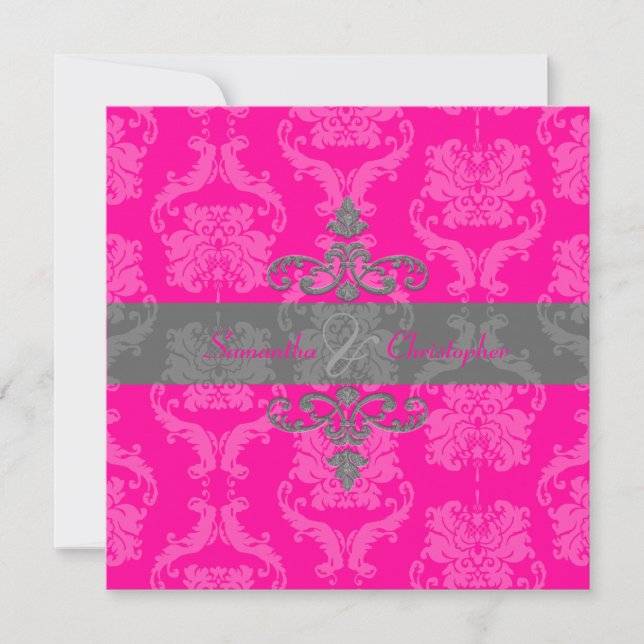 PixDezines Liliana Damask, anpassbarer Hintergrund Einladung (Vorderseite)