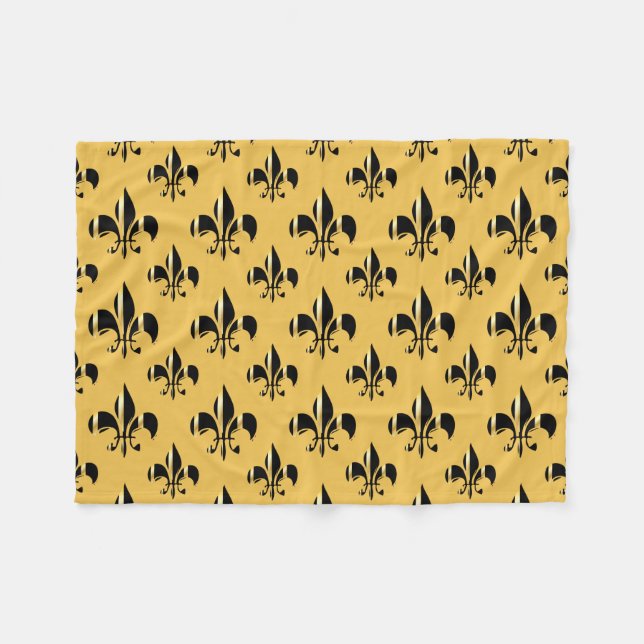 PixDezines Lilie/schwarz/gold Fleecedecke (Vorderseite (Horizontal))
