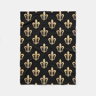PixDezines Lilie/Schwarz/Gold Fleecedecke