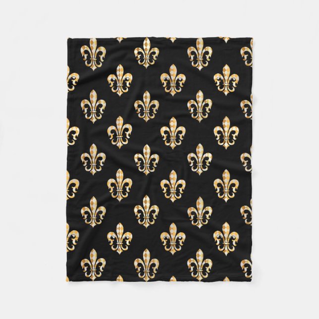PixDezines Lilie/Schwarz/Gold Fleecedecke (Vorderseite)