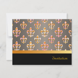 PixDezines Lilie/schwarz + gold+posh pink Einladung