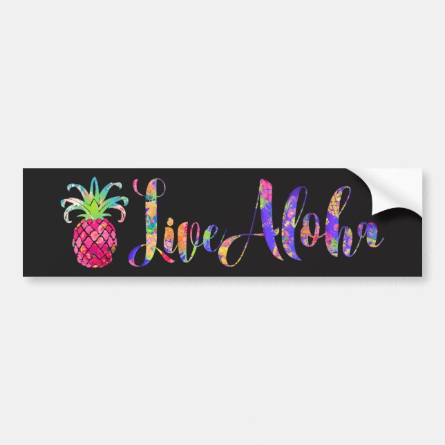 PixDezines Live Aloha Ananas Autoaufkleber (Vorne)