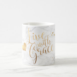 PixDezines LIVE MIT GRACE/Marble+Imitate Gold Scri Kaffeetasse