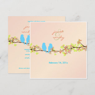 PixDezines LOVE BIRDS/BLAU/DICKE HINTERGRUND Einladung