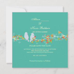 PixDezines LOVE BIRDS/DICHTE HINTERGRUNDFARBE Save The Date