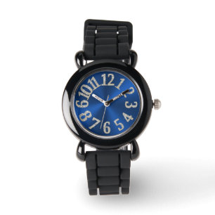 PixDezines lustig+funky blau radial/Glanz, Glanz Armbanduhr