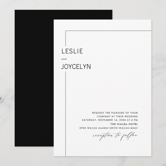 PixDezines Luxe Calligrafy Minimalistisch Foil Inv Einladung (Vorne/Hinten)