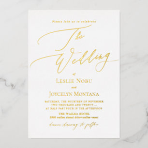 PixDezines Luxe Calligrafy Minimalistisch Real Foi Folieneinladung