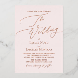 PixDezines Luxe Calligraphie Minimalistische Rose  Folieneinladung