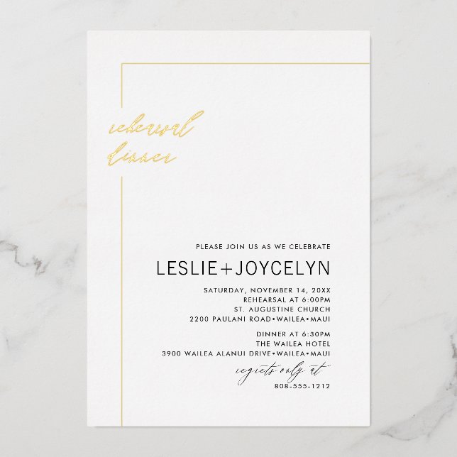 PixDezines Luxe Calligraphy Minimalistisch Folieneinladung (Vorderseite)