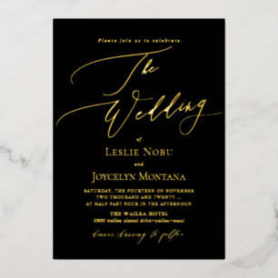 PixDezines Luxe Calligraphy Minimalistisch Real Folieneinladung