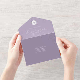 PixDezines Luxe-Kalligrafie DIY Farbe Lavendel All In One Einladung
