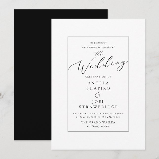 PixDezines Luxury Calligraphy Wedding Einladung (Vorne/Hinten)