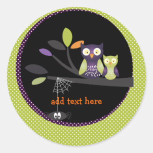 PixDezines Mama+Eulenbaby, Halloween Runder Aufkleber