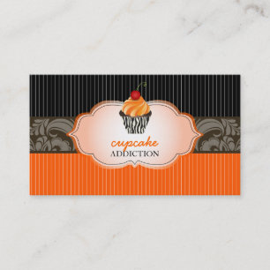 PixDezines Mandarine Wirbel Cupcake + Pinstreifen Visitenkarte
