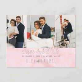 PixDezines Marble+Blush Pink Save the Date Postkarte
