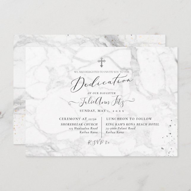 PixDezines Marble Dedication Einladung (Vorne/Hinten)