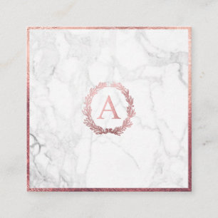 PixDezines Marble+DIY Imitats Rose Gold Monogramm Quadratische Visitenkarte