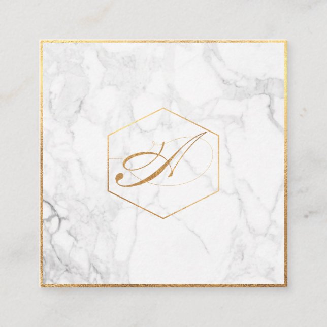 PixDezines Marble+Eleganter Script-Schriftart Mono Quadratische Visitenkarte (Vorderseite)