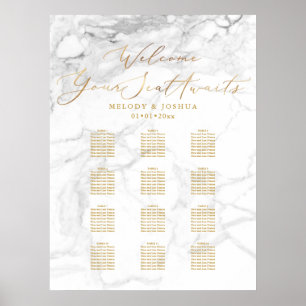 PixDezines Marble+Faux Gold Schrift, Sitzordnung Poster