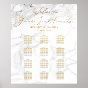 PixDezines Marble+Imitate Gold-Script, Seating Cha Poster