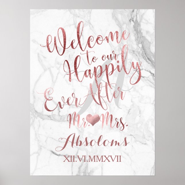 PixDezines Marble/Imitate Rose Gold/Empfang Poster (Vorne)