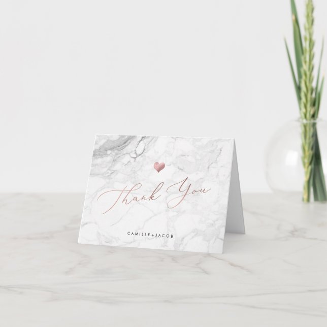 PixDezines Marble+Imitate Rose Gold Hochzeit Viele Dankeskarte (Vorderseite)