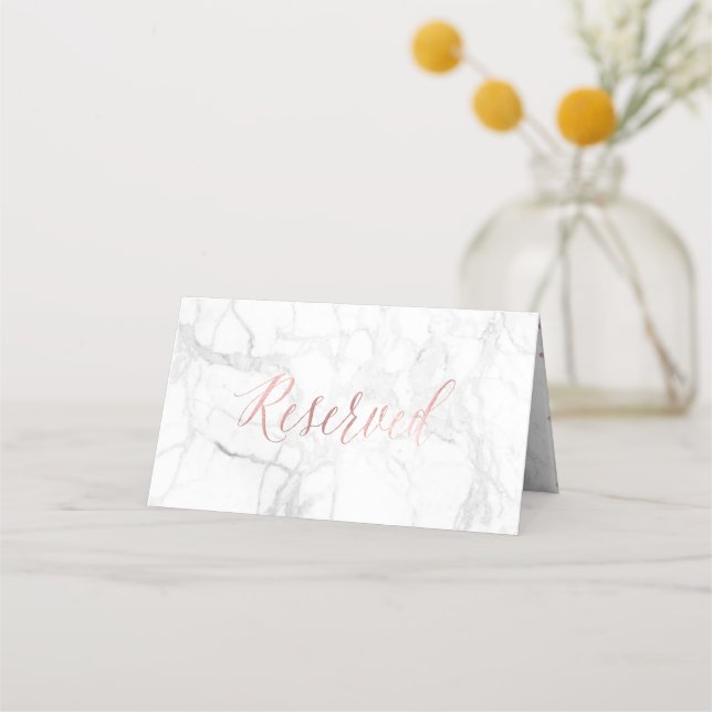 PixDezines Marble Imitate Rose Gold Reservierte Ka Platzkarte (Vorderseite)