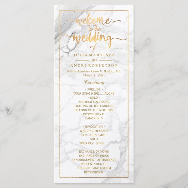 PixDezines Marble+Imitats Gold-Hochzeitsprogramm Programm (Vorderseite)