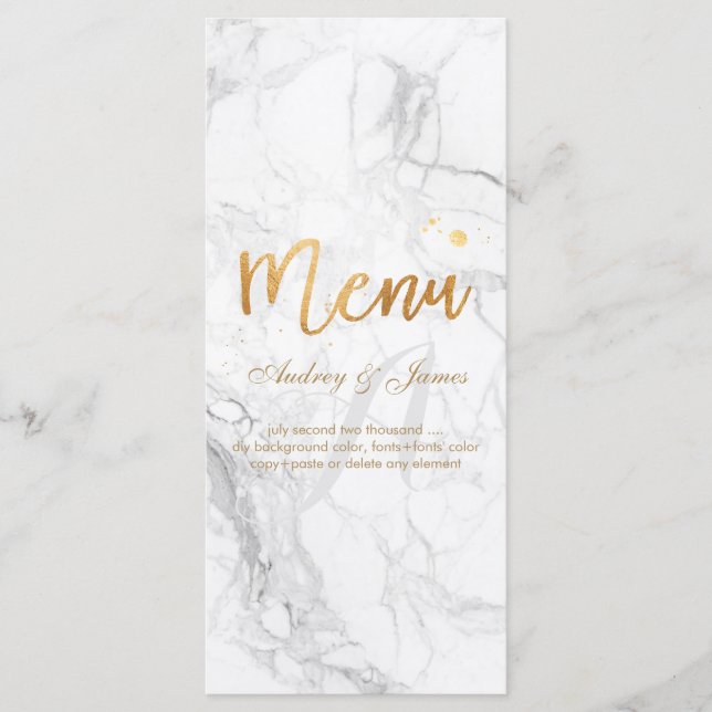 PixDezines Marble/Shine Menü/Imitate Gold Menükarte (Vorderseite)
