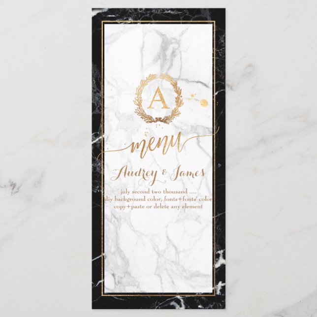 PixDezines Marble/Shine Menü/Imitate Gold Menükarte (Vorderseite)