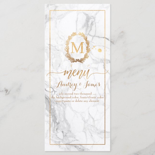 PixDezines Marble/Shine Menü/Imitate Gold Menükarte (Vorderseite)