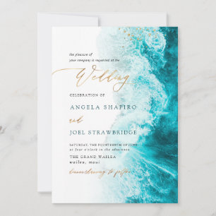 PixDezines Marine Waves Shoreline Beach Hochzeit Einladung