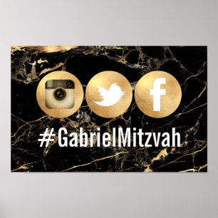 PixDezines Marmor + Faux Gold Social Media Hashtag Poster