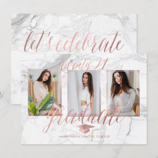 PixDezines Marmor Faux Roségold Abschluss Einladung