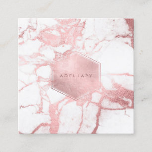 PixDezines Marmor + Faux Roségold Adern Quadratische Visitenkarte