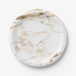 PixDezines Marmor/Imitat Gold Venen Pappteller