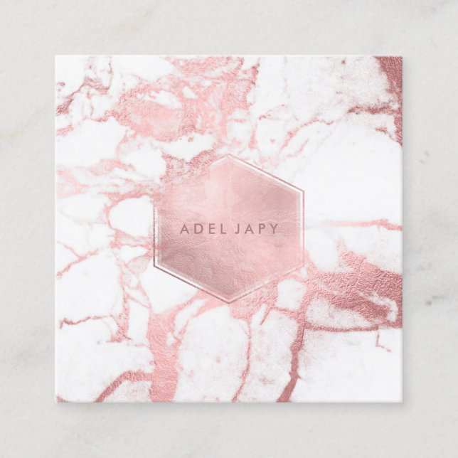 PixDezines Marmor+Imitate Rose Gold Venen Quadratische Visitenkarte (Vorderseite)