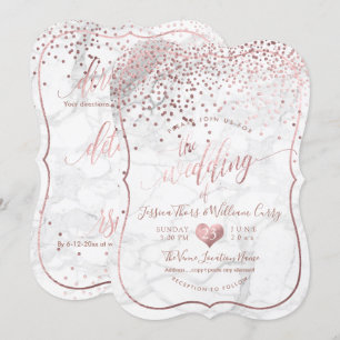 PixDezines Marmor+Imitate Rose Goldmedaille Confet Einladung