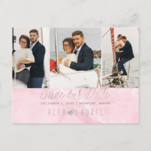 PixDezines Marmor+Rosé Save the Date Postkarte