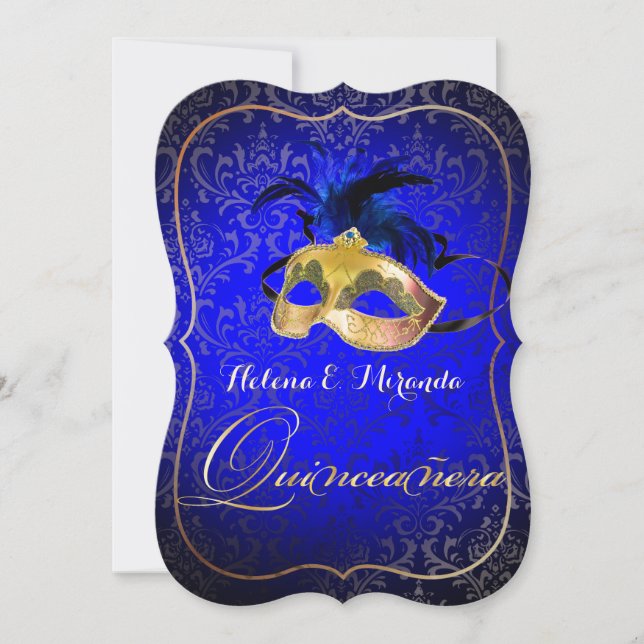 PixDezines Masquerade/Blue/DIYcolor! Einladung (Vorderseite)