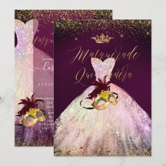 PixDezines Masquerade Quinceanera Cotton Candy Einladung