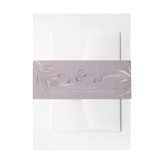 PixDezines Mauve Palms Mr+Mrs. Einladungsbanderole (Vorderseite Beispiel)