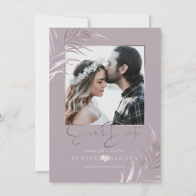 PixDezines MAUVE PALMS SAVE THE DATE (Vorderseite)