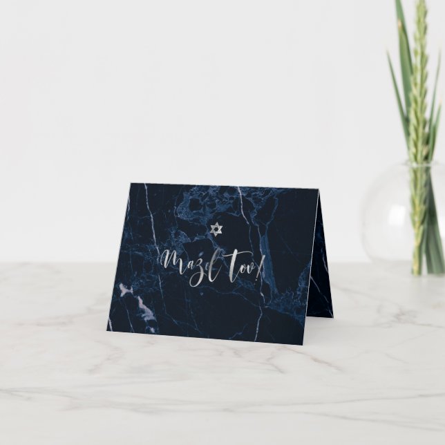 PixDezines Mazel Tov, Navy Blue Marmor+Imitate Sil Karte (Vorderseite)